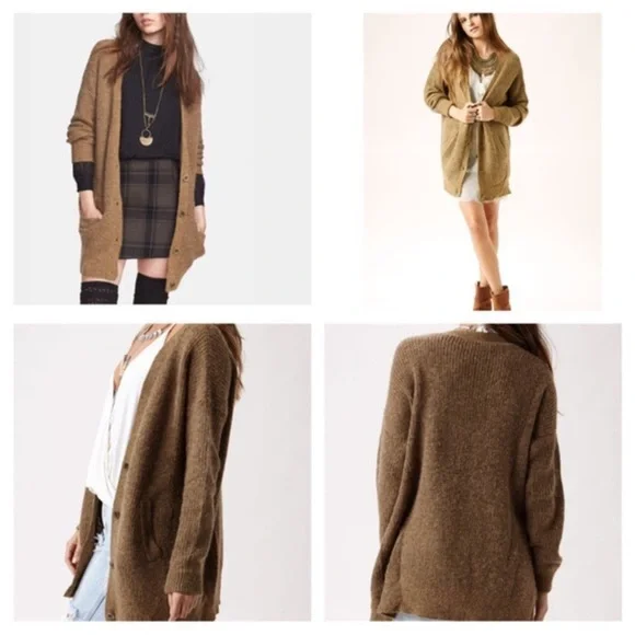 Free People Cloudy Day Oversized Longline Alpaca Mohair Blend Cardigan - Picture 2 of 16